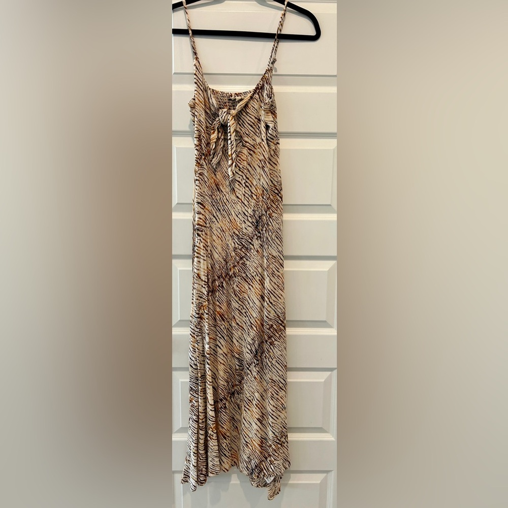 Elan cut out tie front cover-up sundress, maxi, neutral Sahara medium - Picture 3 of 13